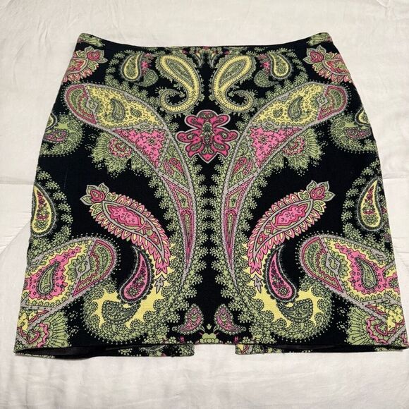 INC International Concepts Neon Paisley Print Split Pencil Skirt 14 - Picture 1 of 4
